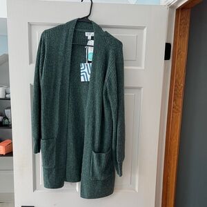 Market & Spruce Forest Green Ribbed Cardigan
